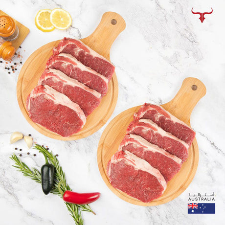 8 steaks offer AUS Grass-Fed Beef Striploin 250gm x 8 - MLS UAE