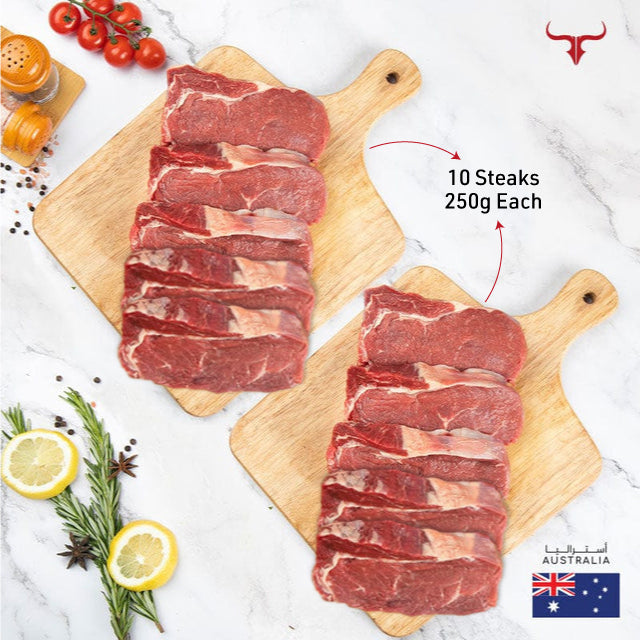 Abu Dhabi - 10 steaks offer AUS Grass-Fed Beef Ribeye 250gm x 10