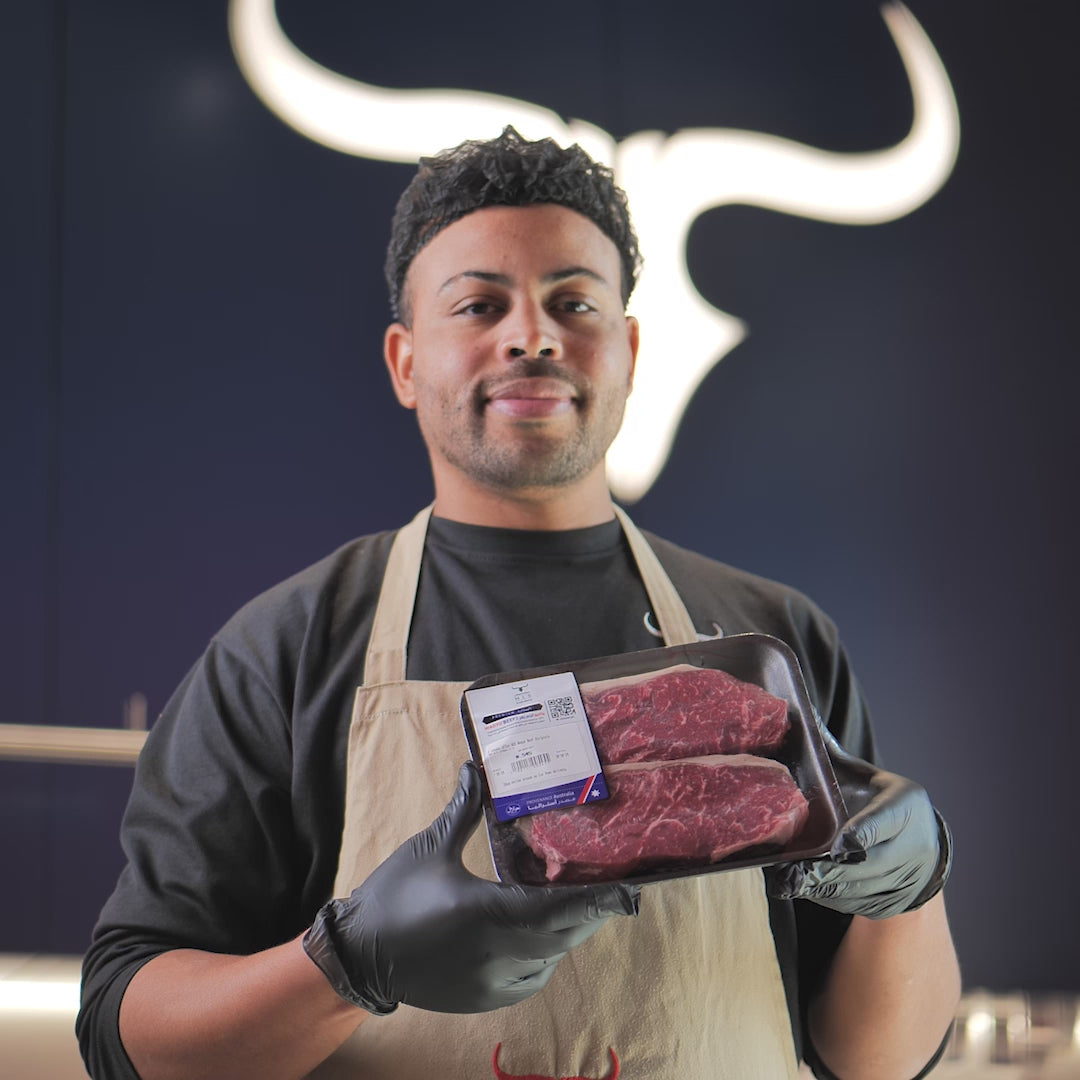 2 steaks offer AUS Wagyu Beef Striploin Steak MB 4/5