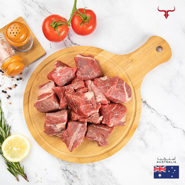 Muscat Livestock Australian Black Angus Beef 500GM AUS Grain-Fed Black Angus Beef Cubes 500gm