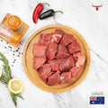 Muscat Livestock Australian Grass-fed Beef 500GM AUS Grass-Fed Beef Boneless Cubes - 500 gm