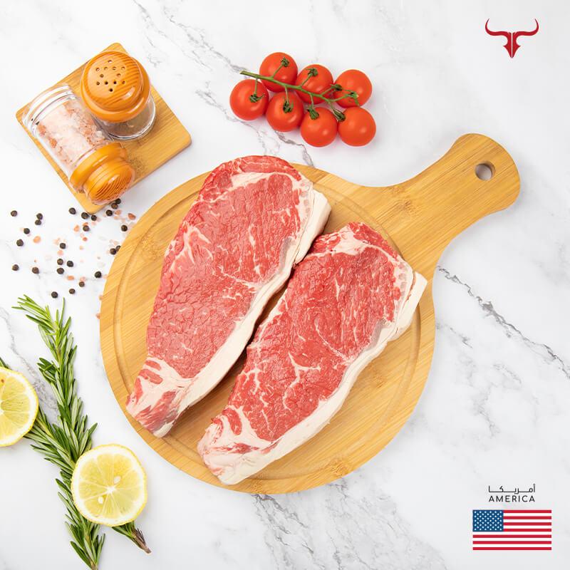 Muscat Livestock US Choice Beef 2 steaks of 250gm each US Choice Black Angus Beef Striploin Steak MB2+